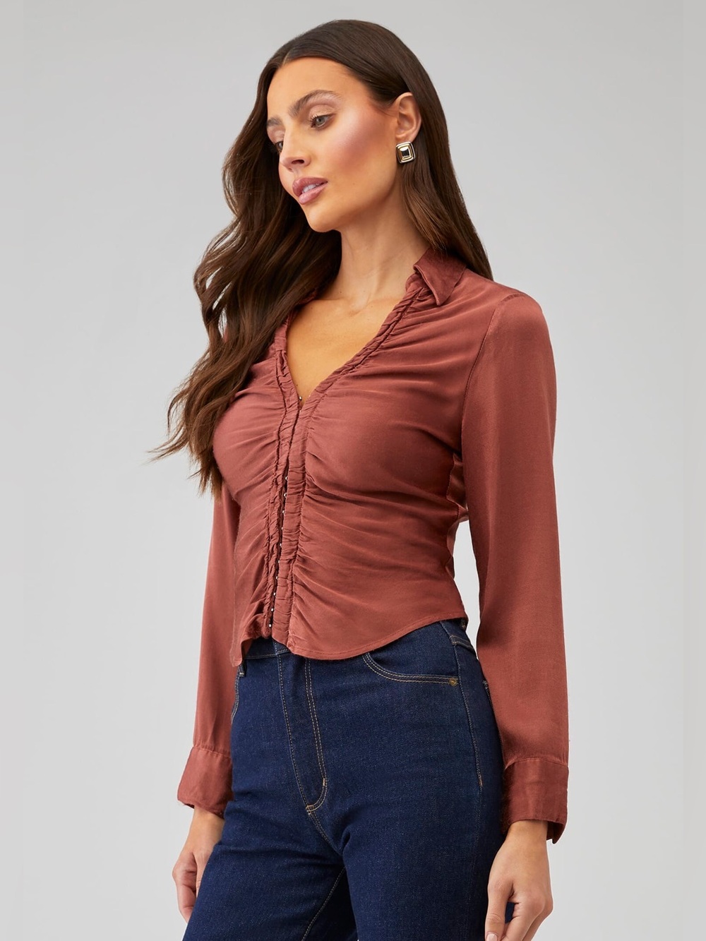 Astr the label rust colored satin top
